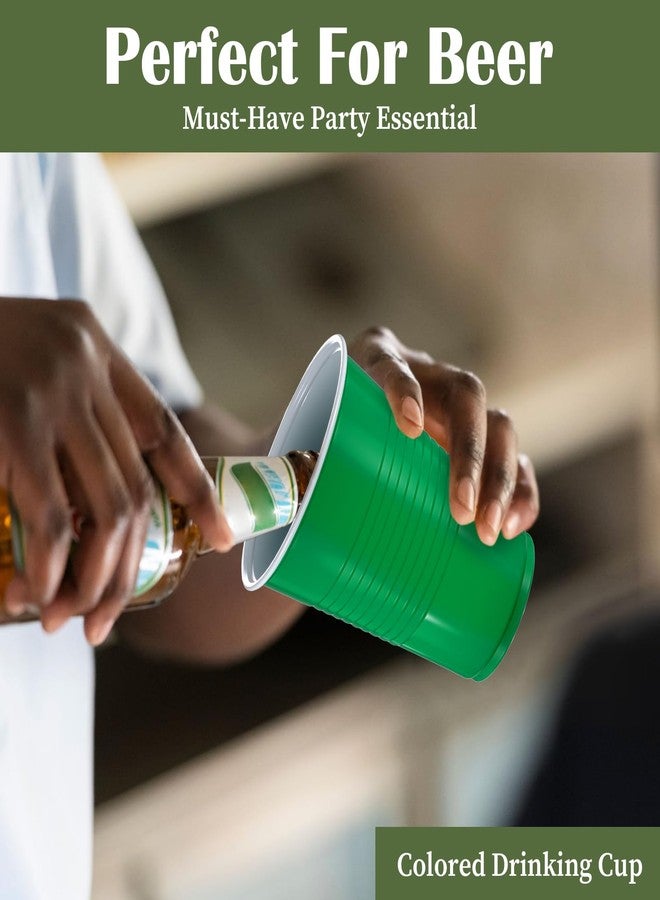 AojSup 50 Pcs Green Plastic Cups Disposable, Green 18-Ounce Plastic Party Cups, Strong and Sturdy for Wedding Birthday Graduation Party Valentine Christmas Picnics Barbecues Supplies - Image 4